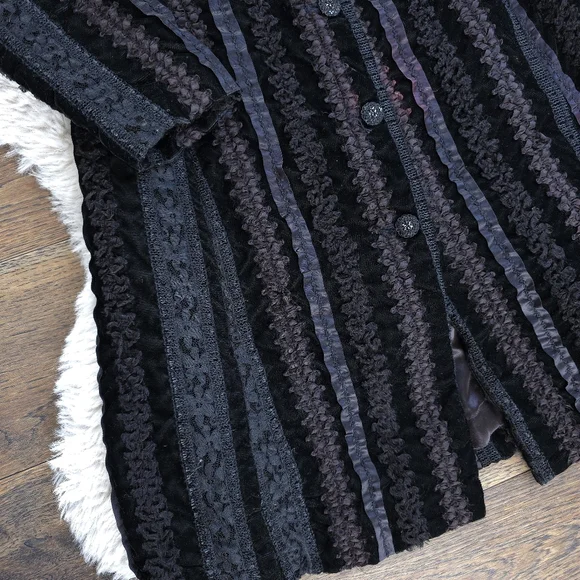 Vintage Betsey Johnson Penny Lane 90s Y2K Lace Velvet Puff Sleeve Duster Coat - Picture 5 of 12